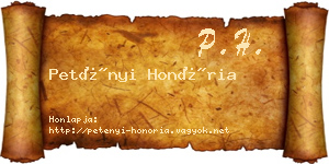 Petényi Honória névjegykártya